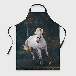 Фартук кулинарный Скачущая белая лошадь, цвет: 3D-принт