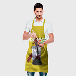 Фартук кулинарный Человек-бензопила Макима на жёлтом фоне, цвет: 3D-принт — фото 2