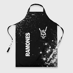 Фартук кулинарный Ramones и рок символ на темном фоне, цвет: 3D-принт