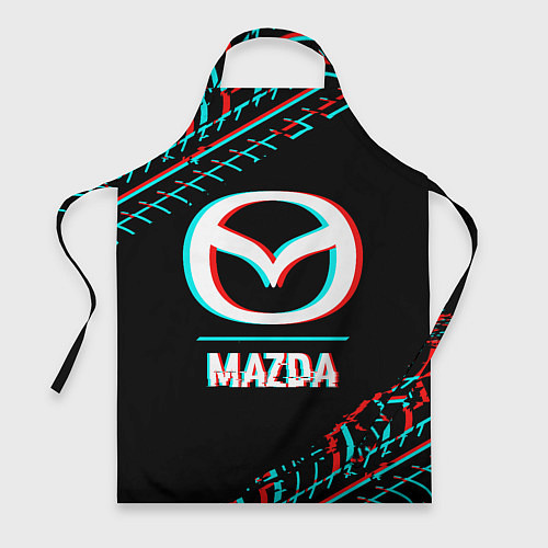 Фартук Значок Mazda в стиле glitch на темном фоне / 3D-принт – фото 1