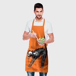 Фартук кулинарный Котик скелетик - Хеллоуин, цвет: 3D-принт — фото 2