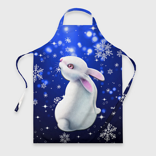 Фартук Белый кролик в снежинках / 3D-принт – фото 1