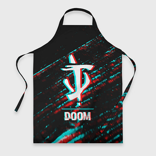 Фартук Doom в стиле glitch и баги графики на темном фоне / 3D-принт – фото 1