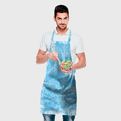 Фартук кулинарный Морозный узор на голубом стекле, цвет: 3D-принт — фото 2