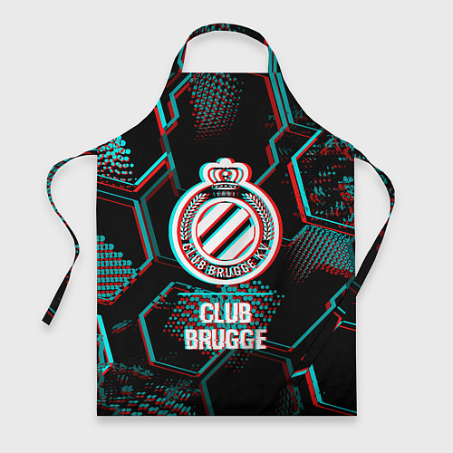 Фартук Club Brugge FC в стиле glitch на темном фоне / 3D-принт – фото 1