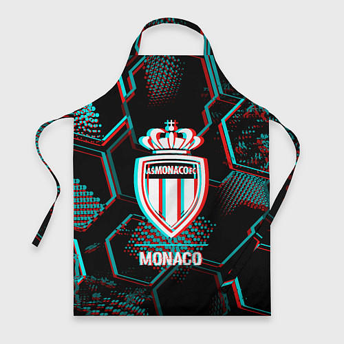 Фартук Monaco FC в стиле glitch на темном фоне / 3D-принт – фото 1