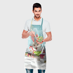 Фартук кулинарный Новогодний радостный зайчик, цвет: 3D-принт — фото 2