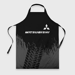 Фартук Mitsubishi speed на темном фоне со следами шин: си