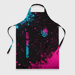 Фартук кулинарный Cyberpunk 2077 - neon gradient: надпись, символ, цвет: 3D-принт