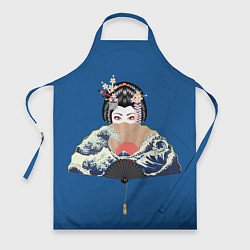 Фартук кулинарный Японская гейша с большим веером, цвет: 3D-принт