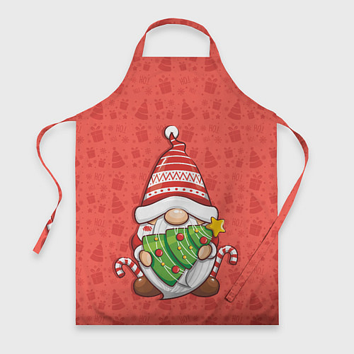 Фартук Новогодний гномик с елкой / 3D-принт – фото 1