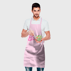 Фартук кулинарный Барби - логотип на клетчатом фоне, цвет: 3D-принт — фото 2