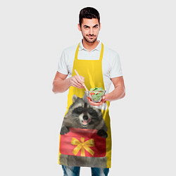 Фартук кулинарный Криповый енот-санта с подарком, цвет: 3D-принт — фото 2