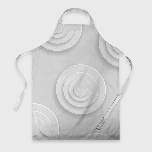 Фартук Серый фон и абстрактные белые объёмные окружности / 3D-принт – фото 1