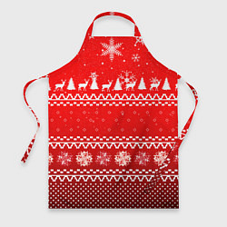 Фартук кулинарный Узор с оленями и ёлками, цвет: 3D-принт