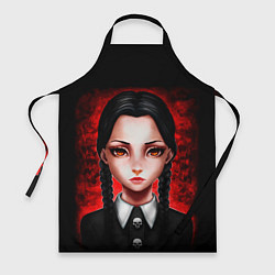 Фартук Уэнсдэй на красном фоне