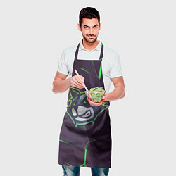Фартук кулинарный Морда енота с зелеными глазами, цвет: 3D-принт — фото 2