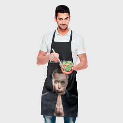 Фартук кулинарный Илон Маск, портрет на черном фоне, цвет: 3D-принт — фото 2