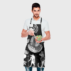 Фартук кулинарный Египетские знаки на черном фоне, цвет: 3D-принт — фото 2