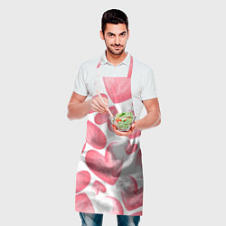 Фартук кулинарный Розовые акварельные сердца - паттерн, цвет: 3D-принт — фото 2