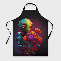 Фартук кулинарный Инопланетянин с цветами, цвет: 3D-принт
