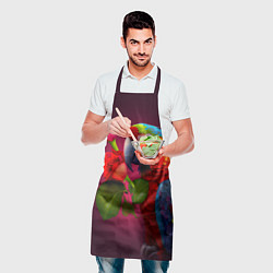 Фартук кулинарный Попугай ара с цветами, цвет: 3D-принт — фото 2