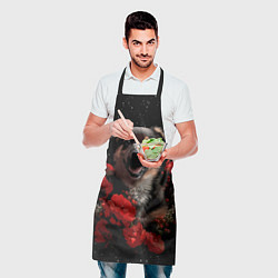 Фартук кулинарный Щенок с красными розами, цвет: 3D-принт — фото 2
