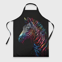 Фартук кулинарный Разноцветная зебра на темном фоне, цвет: 3D-принт