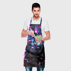 Фартук кулинарный Неоновые стильные соты, цвет: 3D-принт — фото 2