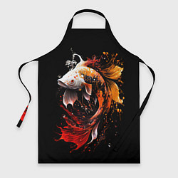 Фартук кулинарный Золотая рыбка белый дракон, цвет: 3D-принт
