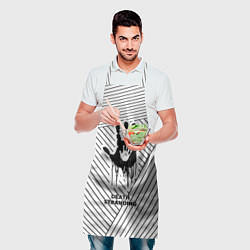 Фартук кулинарный Символ Death Stranding на светлом фоне с полосами, цвет: 3D-принт — фото 2