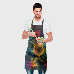 Фартук кулинарный Тай дай на темном фоне: арт нейросети, цвет: 3D-принт — фото 2