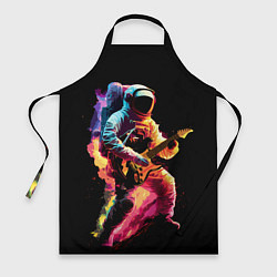 Фартук кулинарный Космонавт с гитарой в радужных огнях, цвет: 3D-принт