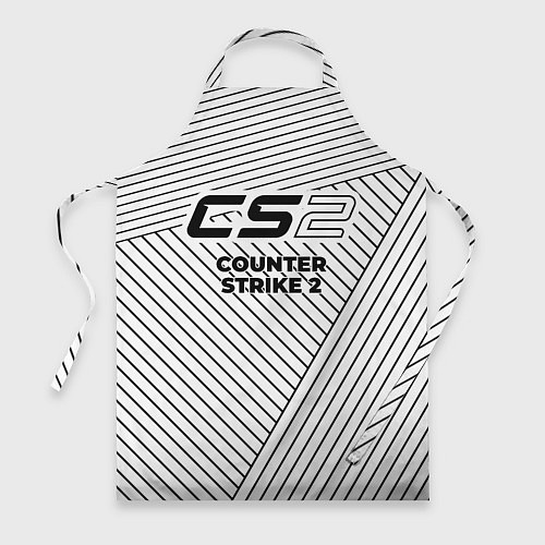 Фартук Символ Counter Strike 2 на светлом фоне с полосами / 3D-принт – фото 1