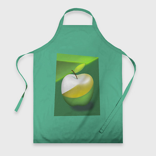 Фартук Зеленое яблоко на мятном фоне / 3D-принт – фото 1