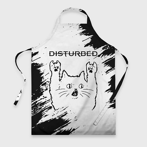 Фартук Disturbed рок кот на светлом фоне / 3D-принт – фото 1