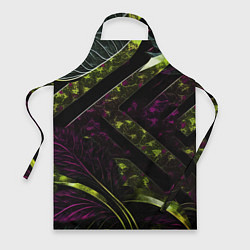 Фартук кулинарный Темные фиолетовые и зеленые вставки, цвет: 3D-принт