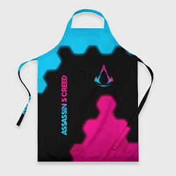 Фартук кулинарный Assassins Creed - neon gradient: надпись, символ, цвет: 3D-принт