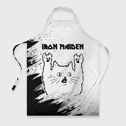 Фартук кулинарный Iron Maiden рок кот на светлом фоне, цвет: 3D-принт