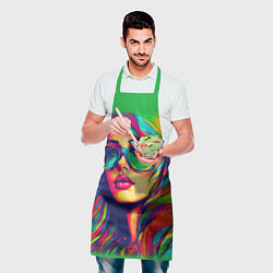 Фартук кулинарный Девушка с разноцветными волосами, цвет: 3D-принт — фото 2