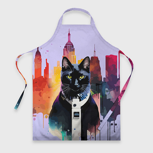 Фартук Чёрный котяра в Нью-Йорке / 3D-принт – фото 1