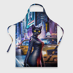 Фартук кулинарный Модная чёрная кошечка в Нью-Йорке, цвет: 3D-принт