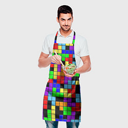 Фартук кулинарный Тетрис цветные блоки, цвет: 3D-принт — фото 2