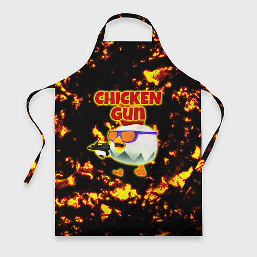 Фартук Chicken Gun на фоне огня / 3D-принт – фото 1