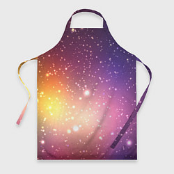 Фартук кулинарный Желто фиолетовое свечение и звезды, цвет: 3D-принт