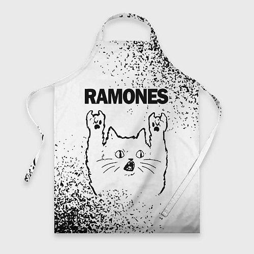 Фартук Ramones рок кот на светлом фоне / 3D-принт – фото 1