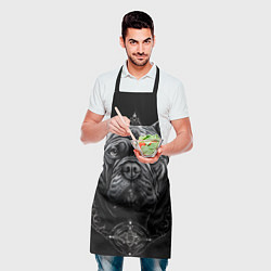 Фартук кулинарный Морда бульдога стиль тату, цвет: 3D-принт — фото 2