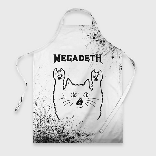 Фартук Megadeth рок кот на светлом фоне / 3D-принт – фото 1