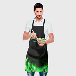 Фартук кулинарный Cyberpunk 2077 phantom liberty green fire logo, цвет: 3D-принт — фото 2