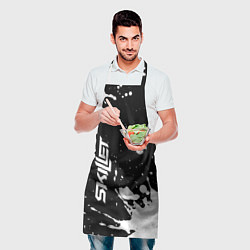 Фартук кулинарный Skillet и рок символ на темном фоне, цвет: 3D-принт — фото 2